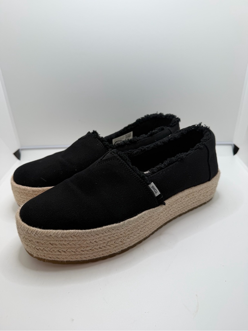 Toms Black Platform Espadrille Slip-Ons - Picture 2 of 4